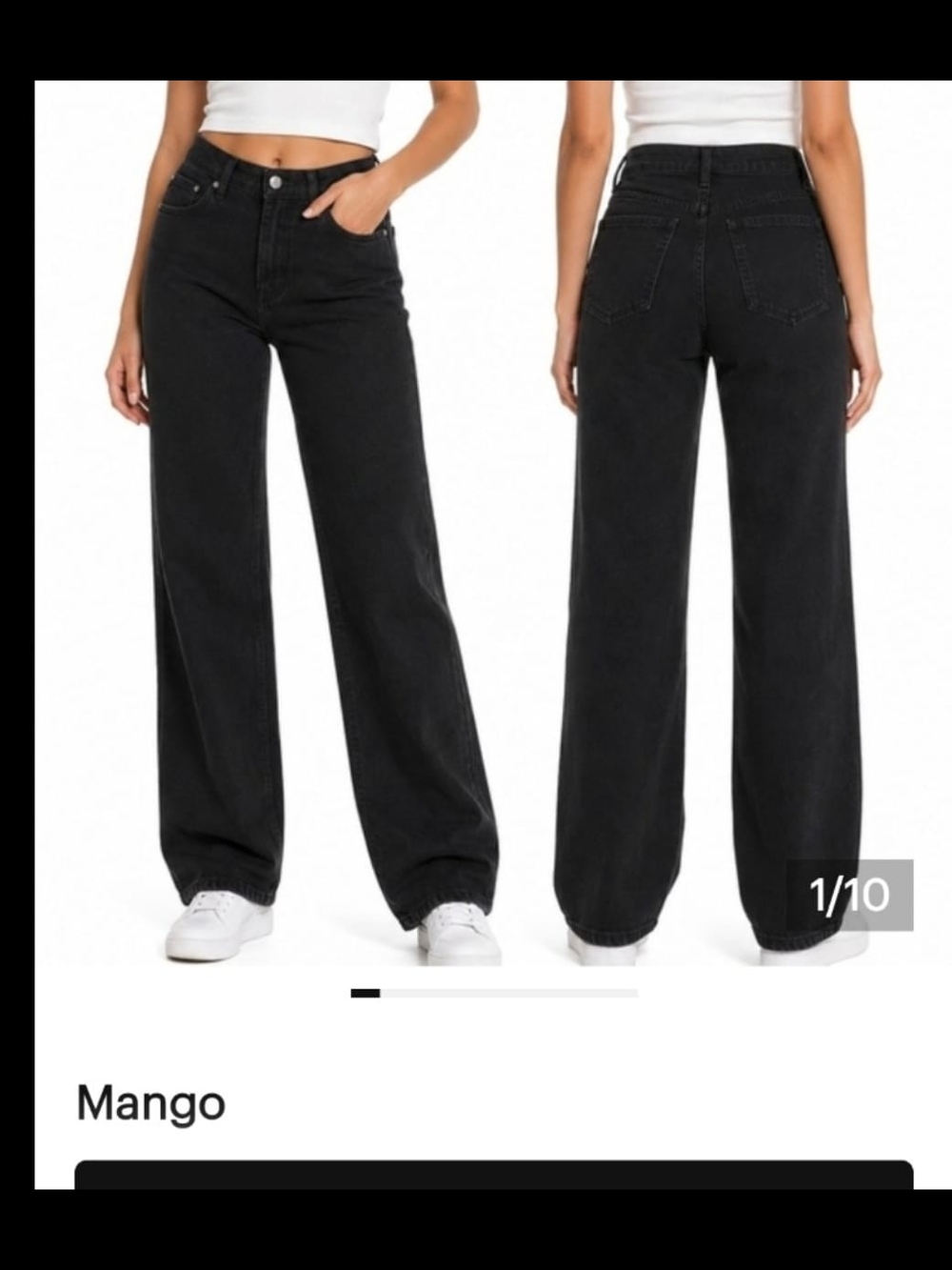 Mango High-Rise Wide Leg Jeans in Black